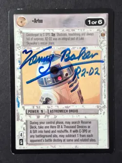 Kenny Baker Autographed Star Wars CCG Artoo Jabba's Palace Signed Card R2-D2 - Image 1