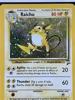 Raichu 16/130 Base Set 2 Swirl Holo Rare Pokemon Card TCG #4 - Image 2