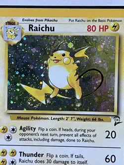 Raichu 16/130 Base Set 2 Swirl Holo Rare Pokemon Card TCG #4 - Image 3