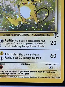 Raichu 16/130 Base Set 2 Swirl Holo Rare Pokemon Card TCG #4 - Image 5