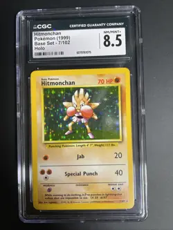 CGC 8.5 Hitmonchan 1999 Base Set 7/102 Holo Pokemon Card - Image 1