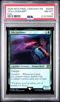 2025 MTG FINAL FANTASY FOIL #0206 TIFA LOCKHART PSA 8 - Image 1