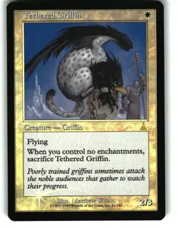 Magic the Gathering - Urza's Destiny Tethered Griffin 1999 21 Rare Foil - Image 1