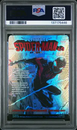 2025 MTG MARVEL'S SPIDER-MAN BORDERLESS MILES MORALES/ULTIMATE SPIDER-MAN PSA 7 - Image 2