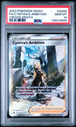 2023 POKEMON SWORD & SHIELD CROWN ZENITH FULL ART/CYNTHIA'S AMBITION PSA 10 - Image 1