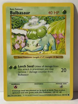 Bulbasaur 044/102 Base Set (Shadowless) NM Pokemon Fast Shipping - Image 1