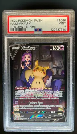2022 Pokemon SWSH Brilliant Stars Mimikyu V Trainer Gallery #TG16/TG30 PSA 9 - Image 1
