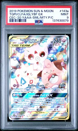 2019 POKEMON SUN & MOON COSMIC ECLIPSE TOGEPI & CLEFFA & IGGLYBUFF GX PSA 9 - Image 1