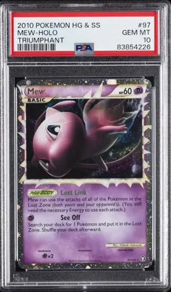 2010 POKEMON HEARTGOLD & SOULSILVER TRIUMPHANT #97 MEW-HOLO PSA 10 - Image 1
