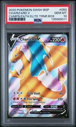 2020 POKEMON SWSH CHAMPION'S PATH ETB PROMO #050 CHARIZARD V PSA 10 - Image 1