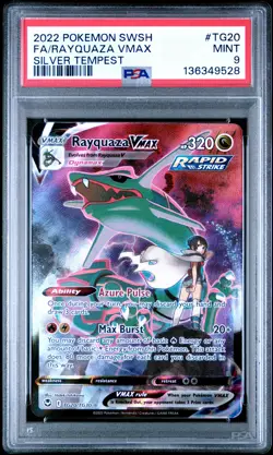 2022 POKEMON SWORD & SHIELD SILVER TEMPEST #TG20 FULL ART/RAYQUAZA VMAX PSA 9 - Image 1