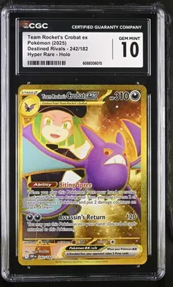 Pokemon 2025 Team Rocket's Crobat ex Destined Rivals 242/182 CGC 10 - Image 1