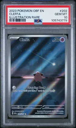 2023 POKEMON OBF EN-OBSIDIAN FLAMES ILLUSTRATION RARE #202 CLEFFA PSA 10 - Image 1