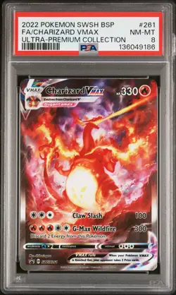 2022 POKEMON SWSH BLACK STAR PROMO #261 FULL ART/CHARIZARD VMAX PSA 8 - Image 1