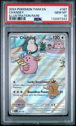 2024 POKEMON TWM EN-TWILIGHT MASQUERADE ILLUSTRATION RARE #187 CHANSEY PSA 10 - Image 1