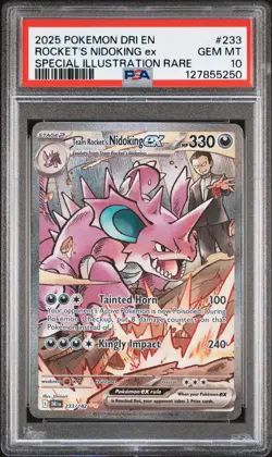 2025 POKEMON DRI SPECIAL ILLUSTRATION RARE #233 TEAM ROCKET'S NIDOKING EX PSA 10 - Image 1