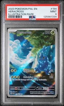 2023 POKEMON PAL EN-PALDEA EVOLVED ILLUSTRATION RARE #194 HERACROSS PSA 9 - Image 1