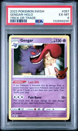 2021 POKEMON SWORD & SHIELD CHILLING REIGN TRICK OR TRADE 2022 GENGAR-HOLO PSA 6 - Image 1