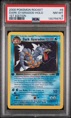 2000 POKEMON ROCKET 1ST EDITION #8 DARK GYARADOS-HOLO PSA 8 - Image 1