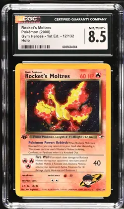 POKEMON CGC 8.5 Rocket's Moltres 12/132 2000 Gym Heroes - 1st Edition Rare Holo - Image 1