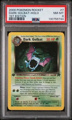 2000 POKEMON ROCKET 1ST EDITION #7 DARK GOLBAT-HOLO PSA 8 - Image 1