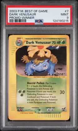 2003 POKEMON BEST OF GAME PROMO WINNER #7 DARK VENUSAUR PSA 9 - Image 1