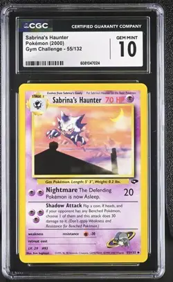 Pokemon 2000 Sabrina's Haunter Gym Challenge 55/132 CGC 10 - Image 1