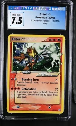 Entei Gold Star Pokemon 2005 English EX Unseen Forces 113/115 CGC 7.5 - Image 1
