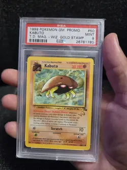 PSA 9 50/62 1999 Wizards Gold Stamp Kabuto Pokemon Top Deck Mag Promo (Rare) MT - Image 1