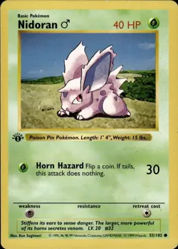 Pokemon 1st Ed. Base Common Nidoran 55/102 - Moderate Play (MP) - Image 1