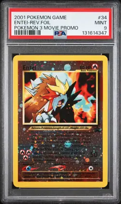2001 POKEMON GAME MOVIE POKEMON 3 MOVIE PROMO #34 ENTEI-REVERSE FOIL PSA 9 - Image 1