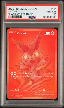 2025 POKEMON BLK EN-BLACK BOLT BLACK WHITE RARE #171 VICTINI PSA 10 - Image 1