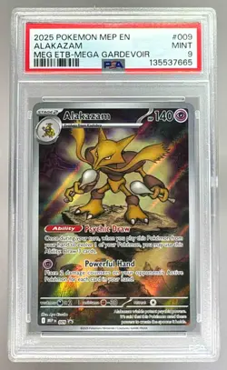 135537665 Alakazam 2025 Pokemon Mega Evolution ETB Promo - MEP EN #009 PSA 9 - Image 1