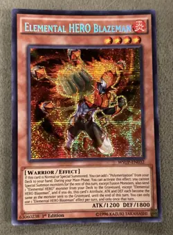 Yugioh Elemental HERO Blazeman WSUP-EN032 Secret Rare 1st Ed NM - Image 3
