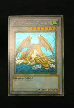 Thousand Dragon HEAVY FADED Yugioh Misprint NM MRD Metal Raiders Ink Error - Image 1