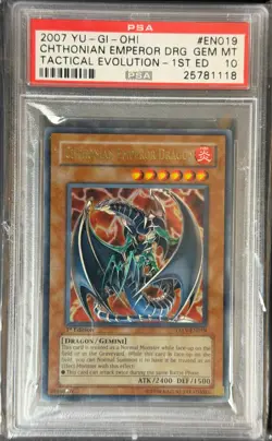(2007) Yu-Gi-Oh! Chthonian Emperor Drg Tactical Evolution 1st Ed. EN019 PSA 10 - Image 1