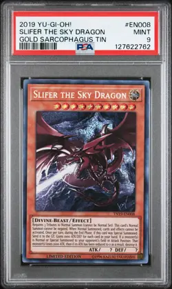 2019 YU-GI-OH! GOLD SARCOPHAGUS TIN #EN008 SLIFER THE SKY DRAGON PSA 9 - Image 1