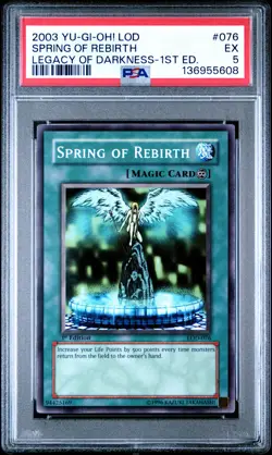2003 YU-GI-OH! LOD-LEGACY OF DARKNESS 1ST EDITION #076 SPRING OF REBIRTH PSA 5 - Image 1