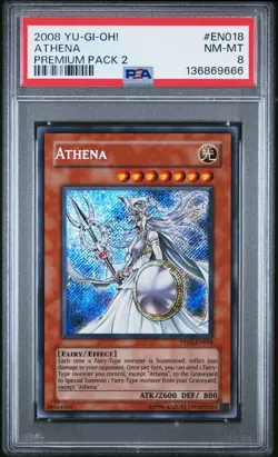 2008 YU-GI-OH! PREMIUM PACK 2 #EN018 ATHENA PSA 8 - Image 1