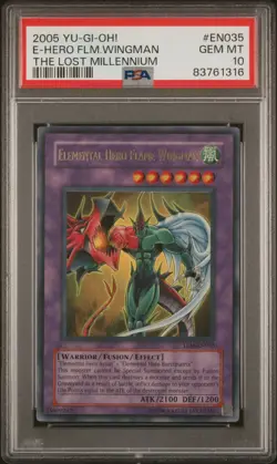 Yu-Gi-Oh! Elemental Hero Flame Wingman, Ultra Rare, TLM-EN035, Unlimited, PSA 10 - Image 1