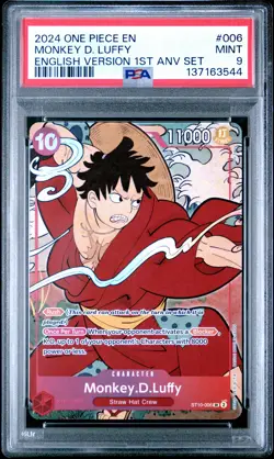 2024 ONE PIECE ENGLISH VERSION 1ST ANV SET #006 MONKEY D. LUFFY PSA 9 - Image 1