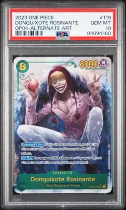 2023 ONE PIECE OP04-KINGDOMS OF INTRIGUE #119 DONQUIXOTE ROSINANTE ALTERNATE ART - Image 1