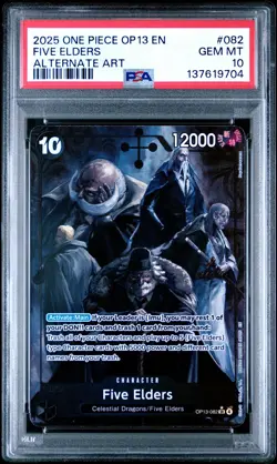2025 ONE PIECE OP13-CARRYING ON HIS WILL ALTERNATE ART #082 FIVE ELDERS PSA 10 - Image 1