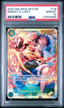 2025 ONE PIECE OP13-CARRYING ON HIS WILL #118 MONKEY D. LUFFY PSA 10 - Image 1
