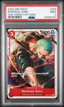 2023 ONE PIECE ULTRA DECK ST10-THE THREE CAPTAINS #025 RORONOA ZORO PSA 9 - Image 1