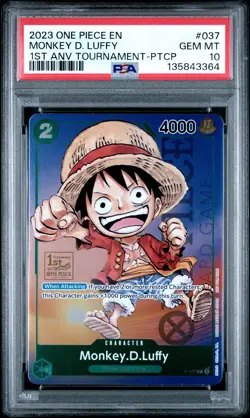 2023 ONE PIECE PROMOS 1ST ANV TOURNAMENT-PARTICIPATION MONKEY D. LUFFY PSA 10 - Image 1