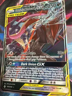 Pokemon Unbroken Bonds Greninja & Zoroark GX Holo Card 107/214 Nm - Image 3
