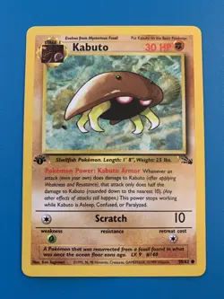 1st Edition Kabuto 50/62 Fossil Set Rare Vintage 1999 Pokemon Card - NM - Image 1