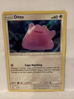 Authentic Ditto 17/18 Holo Rare Detective Pikachu Pokemon Card - Image 1