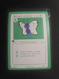 Pokederp 1st Edition Bruhturdfly Butterfree 18/25 Second Print Custom Derpy Card - Image 1